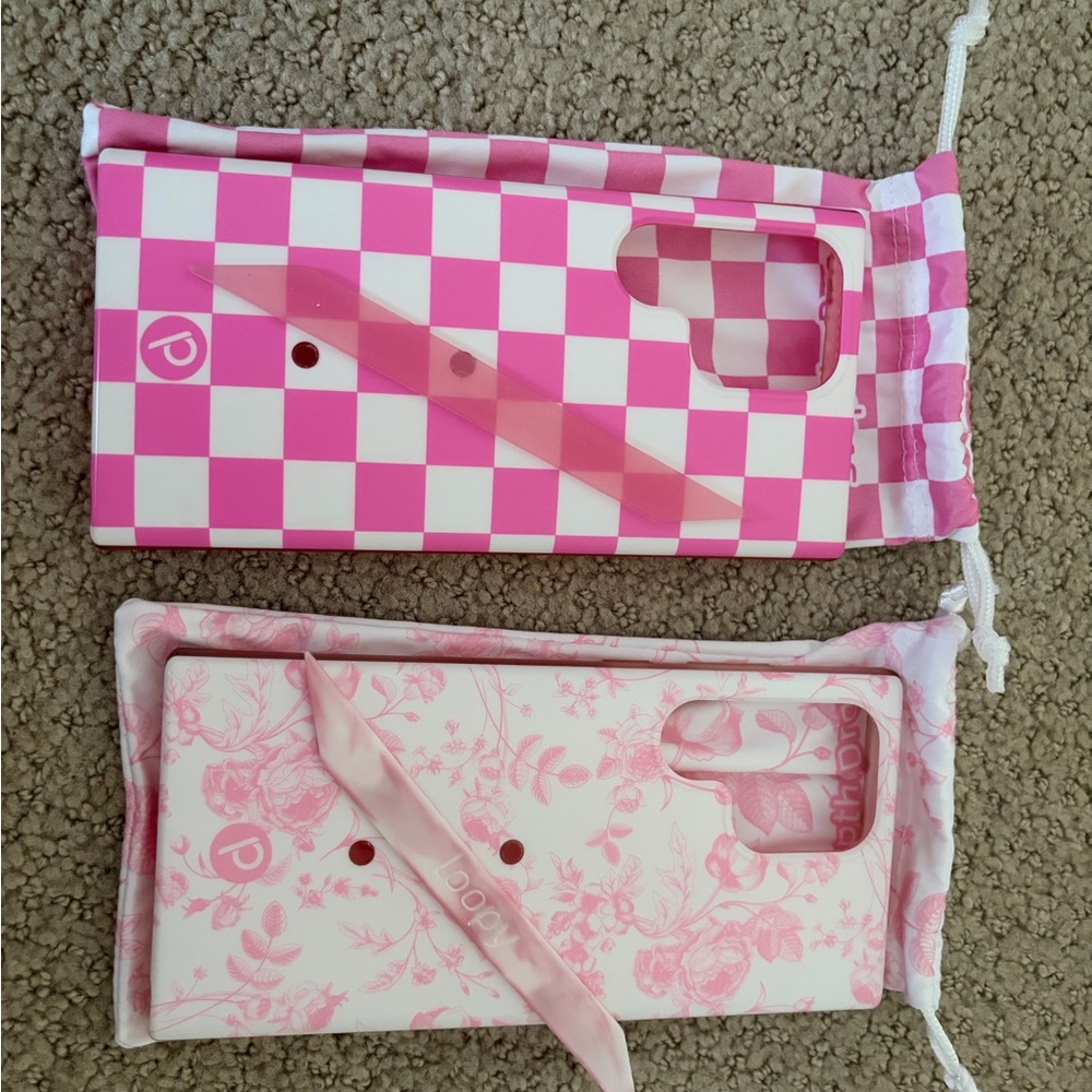 Loopy Case Pink Checkered and Floral Phone Cases